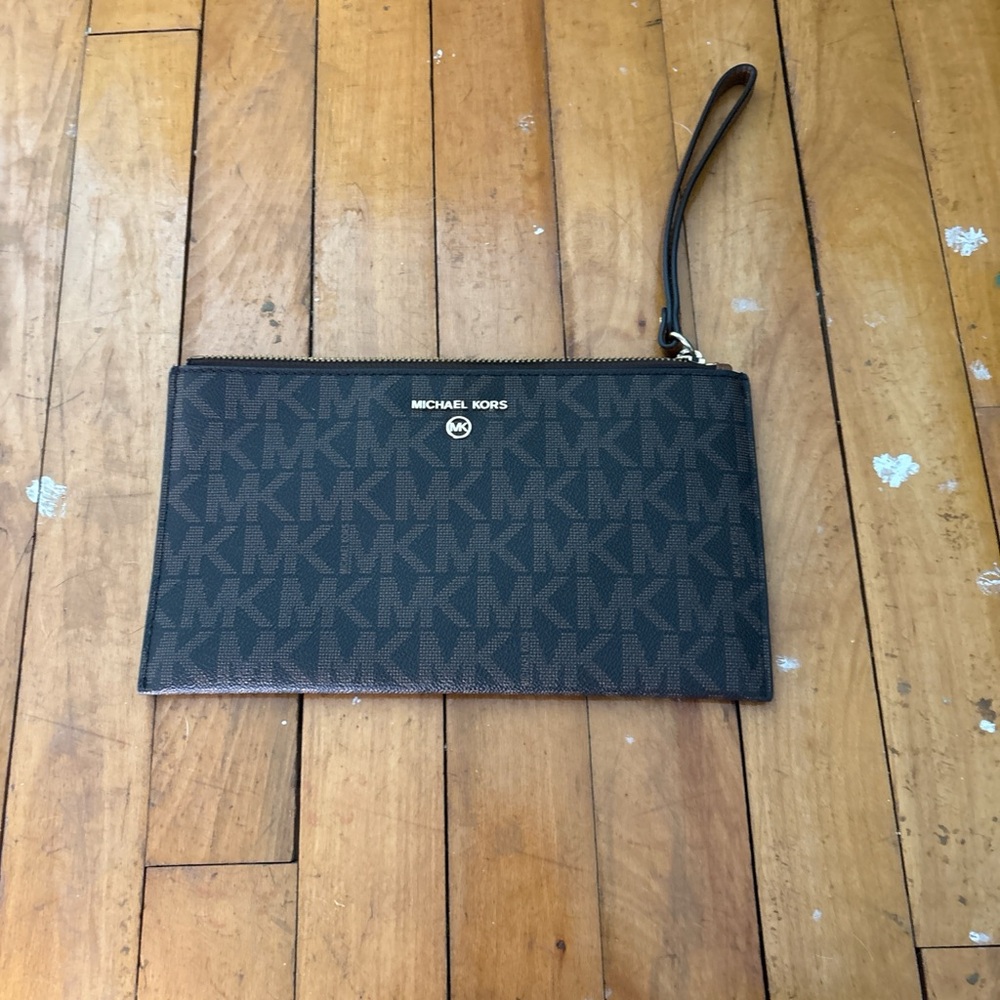 Michael Kors Dark Brown Logo Wristlet